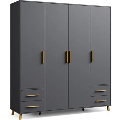 rauch BLUE Shinjo Kleiderschrank - 4 Türen, 187x203x53cm, Grau Metallic rauch BLUE Shinjo Kleiderschrank - 4 Türen, 187x203x53cm, Grau Metallic