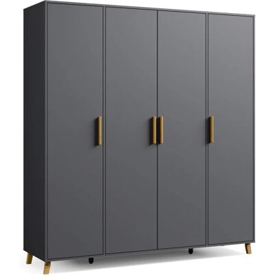 RAUCH Shinjo Kleiderschrank - 4-türig, Grau Metallic, 187x53x203 cm RAUCH Shinjo Kleiderschrank - 4-türig, Grau Metallic, 187x53x203 cm