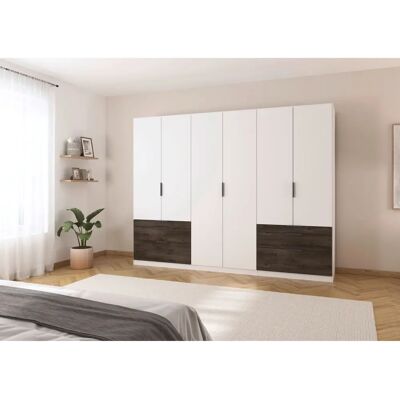 Kleiderschrank Koda - Weiß mit 3 Böden & 3 Stangen Kleiderschrank Koda - Weiß mit 3 Böden & 3 Stangen