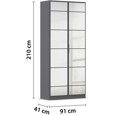 RAUCH Acero Grau Metallic Kleiderschrank - 91x210x41cm - Loft-Optik RAUCH Acero Grau Metallic Kleiderschrank - 91x210x41cm - Loft-Optik