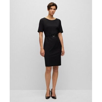 HUGO BOSS Daleah Minikleid - Wolle, Schwarz, Rundhals HUGO BOSS Daleah Minikleid - Wolle, Schwarz, Rundhals