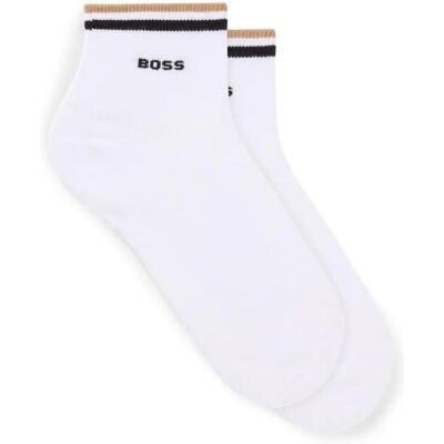 Hugo Boss 2-Pack Short Socks with Signature Stripes 50491195 white Hugo Boss 2-Pack Short Socks with Signature Stripes 50491195 white