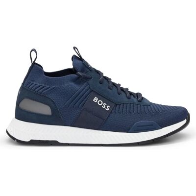 BOSS Baskets Marine - Casual, Polyester Recyclé, Talon Plat - Baskets BOSS Baskets Marine - Casual, Polyester Recyclé, Talon Plat - Baskets