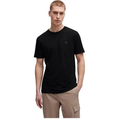 Hugo Boss Tales (50508584) - Bawełniana koszulka jersey z naszywką logo (50508584) czarna Hugo Boss Tales (50508584) - Bawełniana koszulka jersey z naszywką logo (50508584) czarna