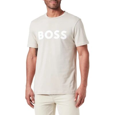 Koszulka Hugo Boss Thinking1 Light Stone - Casual, Bawełna, Small Koszulka Hugo Boss Thinking1 Light Stone - Casual, Bawełna, Small