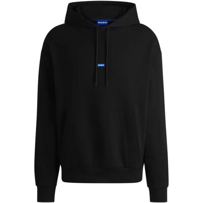 Hugo Boss Cotton terry hoodie with blue logo label (50522374) - black Hugo Boss Cotton terry hoodie with blue logo label (50522374) - black