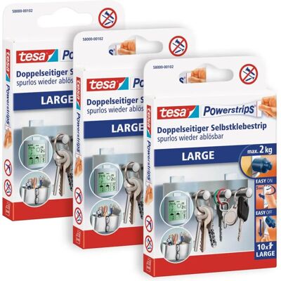 Tesa Powerstrips Large - Dubbelhäftande remsor för upp till 2kg - 30 stycken Tesa Powerstrips Large - Dubbelhäftande remsor för upp till 2kg - 30 stycken