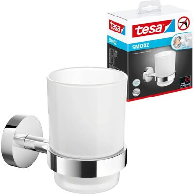 tesa Smooz Satin Glass Toothbrush Holder - Wall Mount, 6kg Load Capacity tesa Smooz Satin Glass Toothbrush Holder - Wall Mount, 6kg Load Capacity