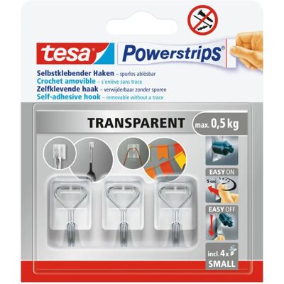 tesa Powerstrips Small Crochet Adhesive Hooks - 3 Pieces - White - Hooks tesa Powerstrips Small Crochet Adhesive Hooks - 3 Pieces - White - Hooks