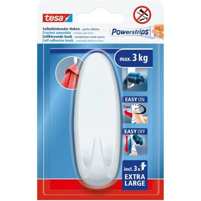 tesa Powerstrips XL Crochet Adhesive Oval White - Wall Hook tesa Powerstrips XL Crochet Adhesive Oval White - Wall Hook