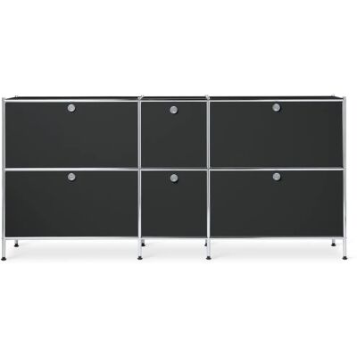 Tchibo Cn3 Metall-Sideboard - 6 Türen - Schwarz - Stahl/Aluminium/Kunststoff Tchibo Cn3 Metall-Sideboard - 6 Türen - Schwarz - Stahl/Aluminium/Kunststoff