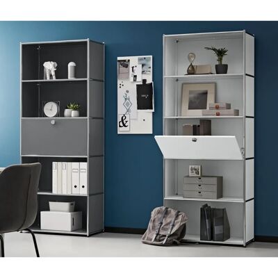 Tchibo - Hochregal »Cn3« mit Klappenfach - Weiß - Stahl/Aluminium/Kunststoff Tchibo - Hochregal »Cn3« mit Klappenfach - Weiß - Stahl/Aluminium/Kunststoff