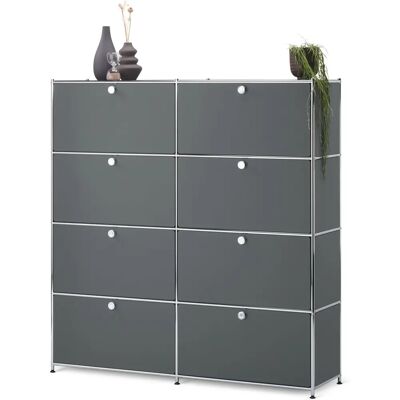 Tchibo Cn3 Highboard - 8 Klappen - Grau & Chrom - 152x40x158,5cm Tchibo Cn3 Highboard - 8 Klappen - Grau & Chrom - 152x40x158,5cm