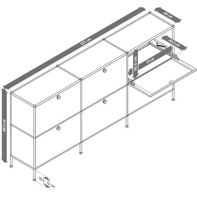Tchibo Cn3 Sideboard - 6 Türen, Grau, Stahl & Aluminium Tchibo Cn3 Sideboard - 6 Türen, Grau, Stahl & Aluminium