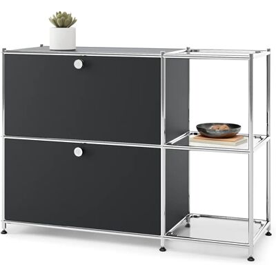 Tchibo - Sideboard CN3 mit 2 Türen - Schwarz - Stahl / Glas / Aluminium Tchibo - Sideboard CN3 mit 2 Türen - Schwarz - Stahl / Glas / Aluminium