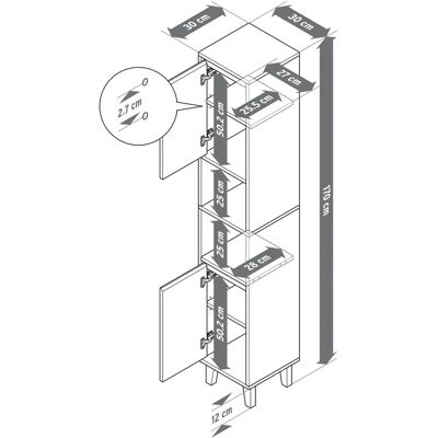 Tchibo Badezimmer-Schrank aus Esche - 30x30x170cm - Braun - Offenes Fach, 2 Türen Tchibo Badezimmer-Schrank aus Esche - 30x30x170cm - Braun - Offenes Fach, 2 Türen