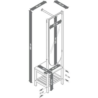 Tchibo - Garderobe mit Spiegel und Ablage - 44x38x180cm - naturfarben - Bambusholz Tchibo - Garderobe mit Spiegel und Ablage - 44x38x180cm - naturfarben - Bambusholz