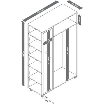 Tchibo - Mobiler Spiegelschrank-Garderobe - 110,5x45,5x180cm - Weiß - Holz/Stahl Tchibo - Mobiler Spiegelschrank-Garderobe - 110,5x45,5x180cm - Weiß - Holz/Stahl