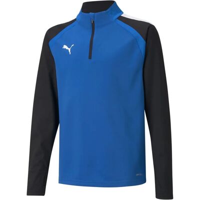 Puma Unisex Teamliga Quarter-Zip Youth Football Top - Blue Puma Unisex Teamliga Quarter-Zip Youth Football Top - Blue