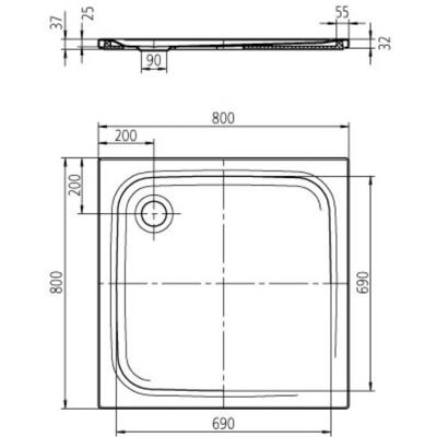 Kaldewei Superplan Classic 386-5 Douchebak 80x80cm - Douchebak Kaldewei Superplan Classic 386-5 Douchebak 80x80cm - Douchebak