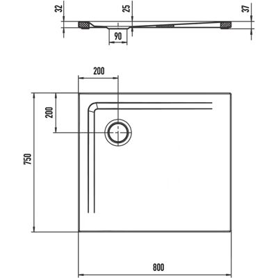 Kaldewei Superplan Duschwanne - Flach, Weiß - 75x80cm Kaldewei Superplan Duschwanne - Flach, Weiß - 75x80cm