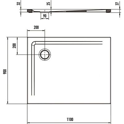 Kaldewei Superplan 1850-5 Duschwanne - Weiß, 90x110cm, Schwellenlos Kaldewei Superplan 1850-5 Duschwanne - Weiß, 90x110cm, Schwellenlos