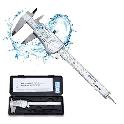 Intirilife Edelstahl Digitaler Schieblehre - 150mm/6 Zoll Wasserdicht IPX54 Hohe Präzision Intirilife Edelstahl Digitaler Schieblehre - 150mm/6 Zoll Wasserdicht IPX54 Hohe Präzision