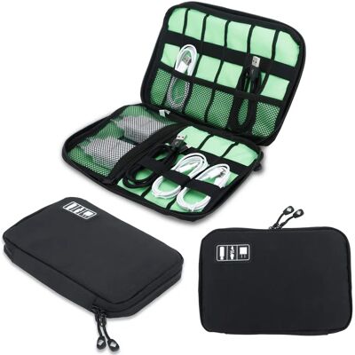 Intirilife Elektronischer Organizer in Schwarz - Vielseitige Nylon-Tasche mit Netzfach Intirilife Elektronischer Organizer in Schwarz - Vielseitige Nylon-Tasche mit Netzfach