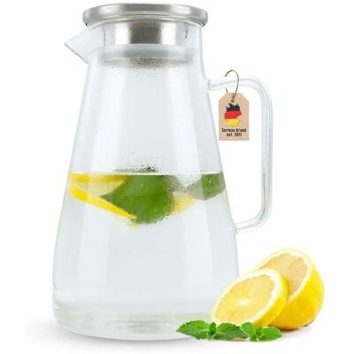 Intirilife Klare Karaffe - 1,5L mit Griff & Deckel - Für Heiße & Kalte Getränke Intirilife Klare Karaffe - 1,5L mit Griff & Deckel - Für Heiße & Kalte Getränke