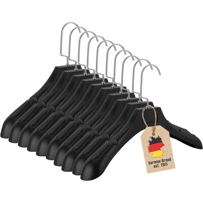 Intirilife Czarny Szeroki Plastikowe Wieszaki - 10 sztuk Intirilife Czarny Szeroki Plastikowe Wieszaki - 10 sztuk