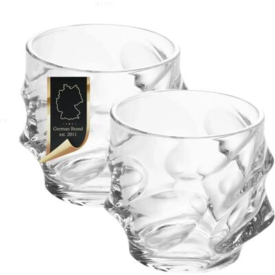 Intirilife Whiskey Glas - Skulptiertes 300ml - Old Fashioned Whiskey Kristallglas Intirilife Whiskey Glas - Skulptiertes 300ml - Old Fashioned Whiskey Kristallglas