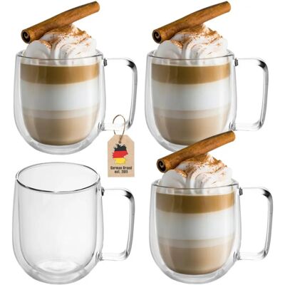 Intirilife Doppelwandiges Thermoglas-Set - 250ml, Isolierte Latte Macchiato Kaffee Intirilife Doppelwandiges Thermoglas-Set - 250ml, Isolierte Latte Macchiato Kaffee