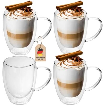 Szklanka do Kawy i Herbaty Intirilife - Podwójne Ścianki 250-400ml - Elegancki Kieliszek Szklanka do Kawy i Herbaty Intirilife - Podwójne Ścianki 250-400ml - Elegancki Kieliszek