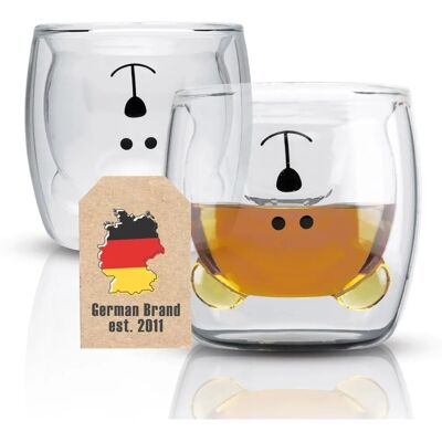 Intirilife Bären Glas 230ml - Doppelwandiges Hitzeresistentes Borosilikatglas Intirilife Bären Glas 230ml - Doppelwandiges Hitzeresistentes Borosilikatglas