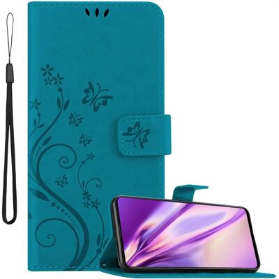 Étui livre bleu floral pour Samsung M40s avec support et compartiments pour cartes - Publicité Étui livre bleu floral pour Samsung M40s avec support et compartiments pour cartes - Publicité