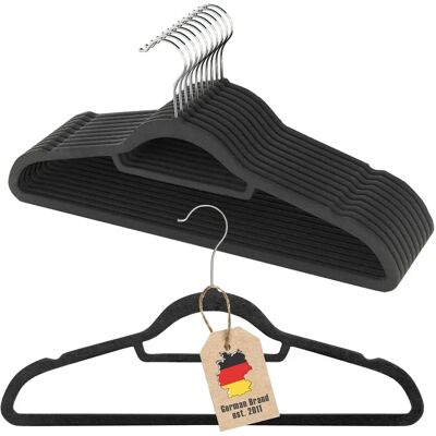 Intirilife Samt-Kleiderbügel Schwarz - Platzsparend, 10 Stück, 360° drehbar Intirilife Samt-Kleiderbügel Schwarz - Platzsparend, 10 Stück, 360° drehbar