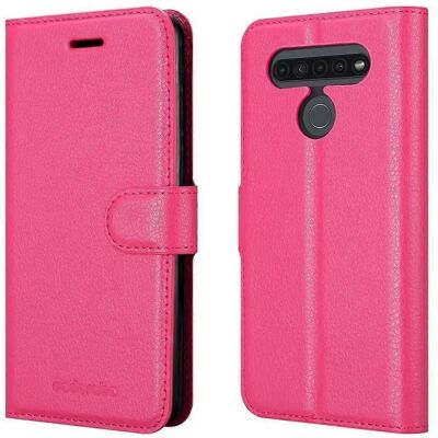 Cadorabo LG K41S Hülle - Schutzcover mit Kartenfächern und Ständer - Kirsche Pink Cadorabo LG K41S Hülle - Schutzcover mit Kartenfächern und Ständer - Kirsche Pink