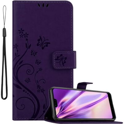 Coque en cuir floral Honor 10 - Violet Foncé - Étui téléphone - Publicité Coque en cuir floral Honor 10 - Violet Foncé - Étui téléphone - Publicité