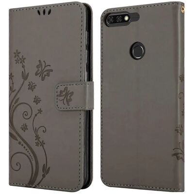 Étui floral Honor/Huawei pour Y7 2018 - Gris - Publicité Étui floral Honor/Huawei pour Y7 2018 - Gris - Publicité