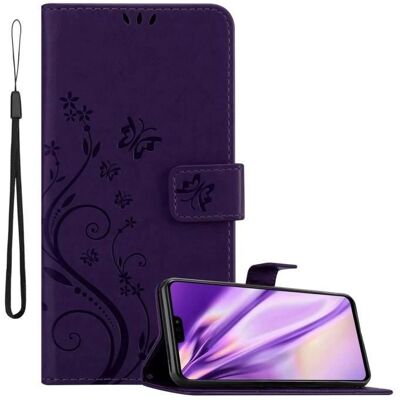 Coque floral en cuir Honor 8X - Lilas Foncé - Publicité Coque floral en cuir Honor 8X - Lilas Foncé - Publicité