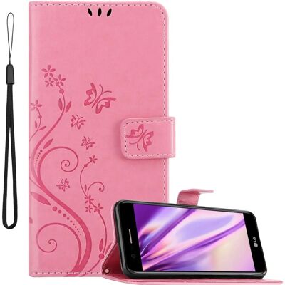 Cadorabo Rosa Blumen Handyhülle mit Magnetverschluss - K10 2018 / K11 / K11 PLUS Cadorabo Rosa Blumen Handyhülle mit Magnetverschluss - K10 2018 / K11 / K11 PLUS