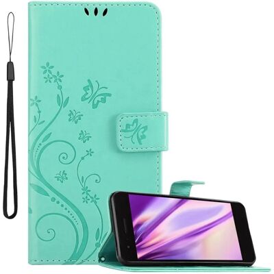 Cadorabo Türkis Blumen Handyhülle - K8/K9 2018 Schutzcover Cadorabo Türkis Blumen Handyhülle - K8/K9 2018 Schutzcover