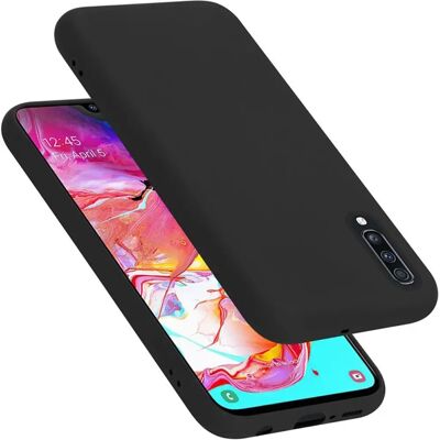 Capa Protetora de Silicone Líquido Preto para Samsung Galaxy A70 / A70s Capa Protetora de Silicone Líquido Preto para Samsung Galaxy A70 / A70s