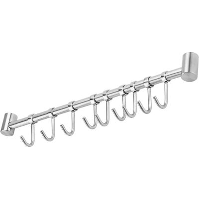 Intirilife Barre suspendue en acier inoxydable - 5 crochets - Argent - Publicité Intirilife Barre suspendue en acier inoxydable - 5 crochets - Argent - Publicité