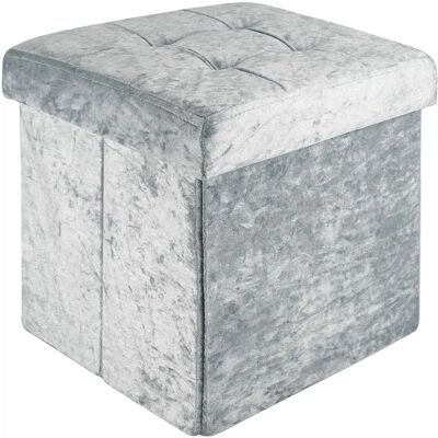 Tabouret Pliable Intirilife 30x30x30 cm - Cube de siège avec espace de rangement et couverture en velours - Bleu - Publicité Tabouret Pliable Intirilife 30x30x30 cm - Cube de siège avec espace de rangement et couverture en velours - Bleu - Publicité