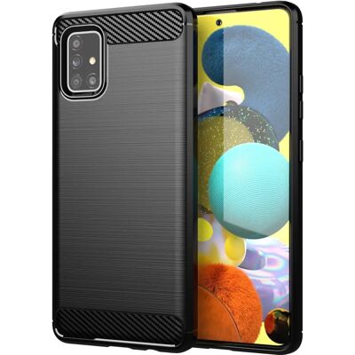 Capa em TPU de fibra de carbono e aço inoxidável para Samsung Galaxy A51 5G Capa em TPU de fibra de carbono e aço inoxidável para Samsung Galaxy A51 5G