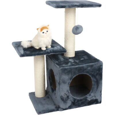 Arbre à griffer pour chats gris à plusieurs niveaux - 70cm - Publicité Arbre à griffer pour chats gris à plusieurs niveaux - 70cm - Publicité