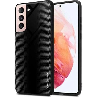 Samsung Galaxy S21 5G suojakotelo TPU suojalasilla - Raidallinen lasi OPAL MUSTA Samsung Galaxy S21 5G suojakotelo TPU suojalasilla - Raidallinen lasi OPAL MUSTA