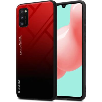 Capa TPU Samsung Galaxy A41 - Capa traseira com vidro temperado - Vermelho-Preto Capa TPU Samsung Galaxy A41 - Capa traseira com vidro temperado - Vermelho-Preto