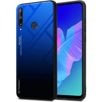 Capa TPU Huawei P40 LITE E - Tampa traseira com vidro protetor - Azul e preto Capa TPU Huawei P40 LITE E - Tampa traseira com vidro protetor - Azul e preto